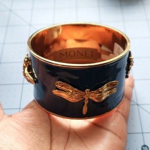 Vintage MONET Bug Dragonfly Butterfly Honey Bee Flower Enamel Bangle